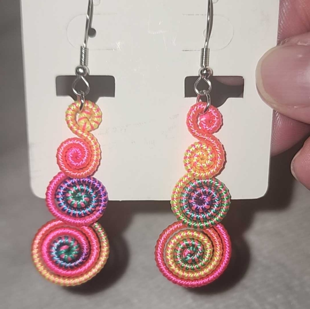Earrings, fashion twisted colorful twin. NWOT